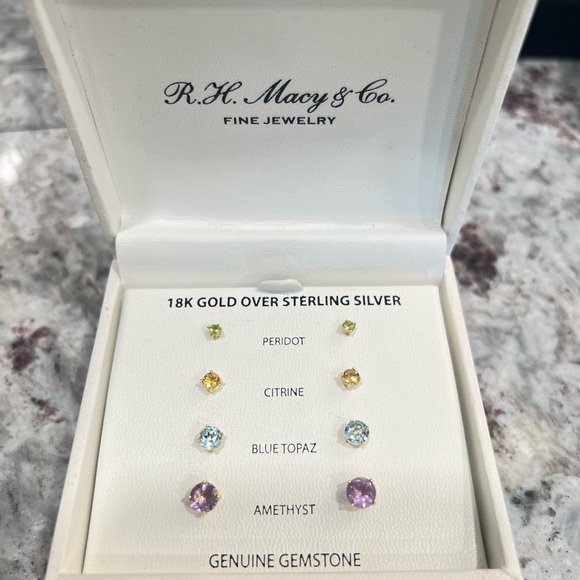 Macy's Jewelry New Rh Macy Co 8k Over Sterling Gemstone Earring Set